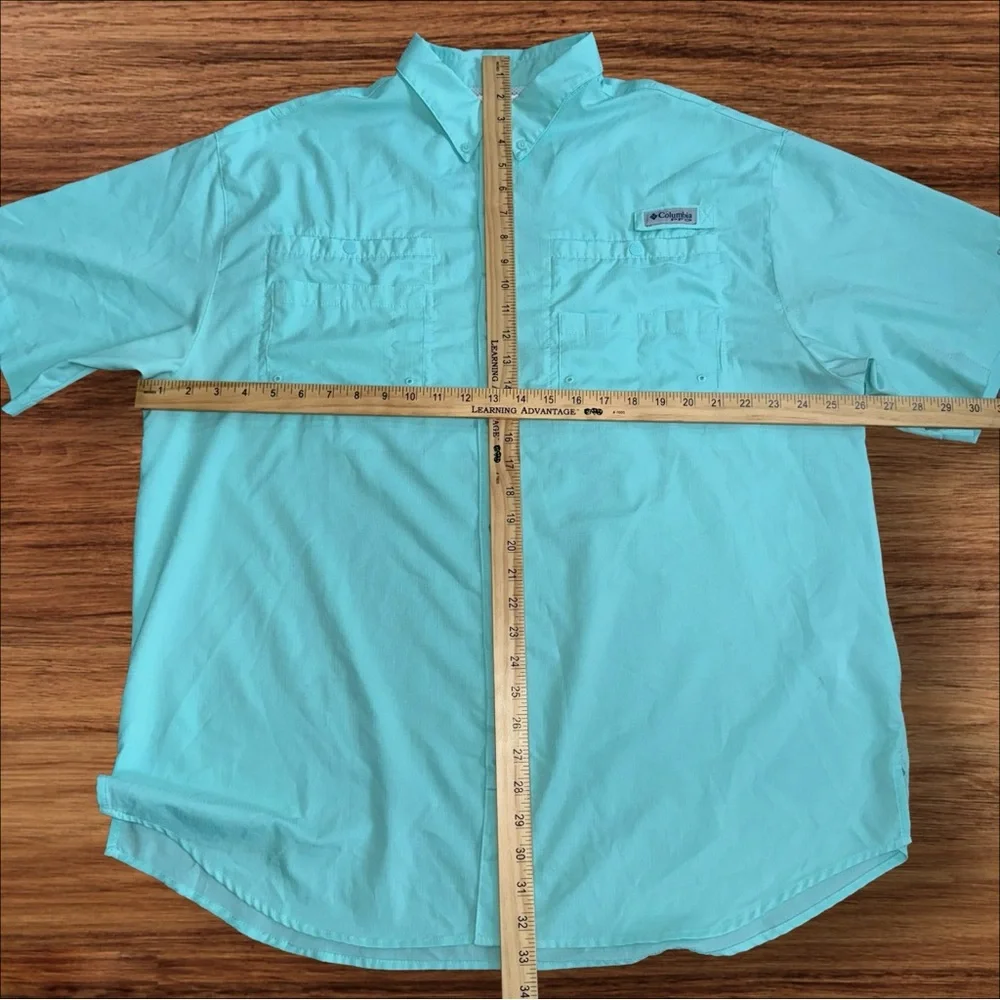 Columbia PFG Omni Shade Short Sleeve Vented Green Fishing Shirt Size X-Large‎